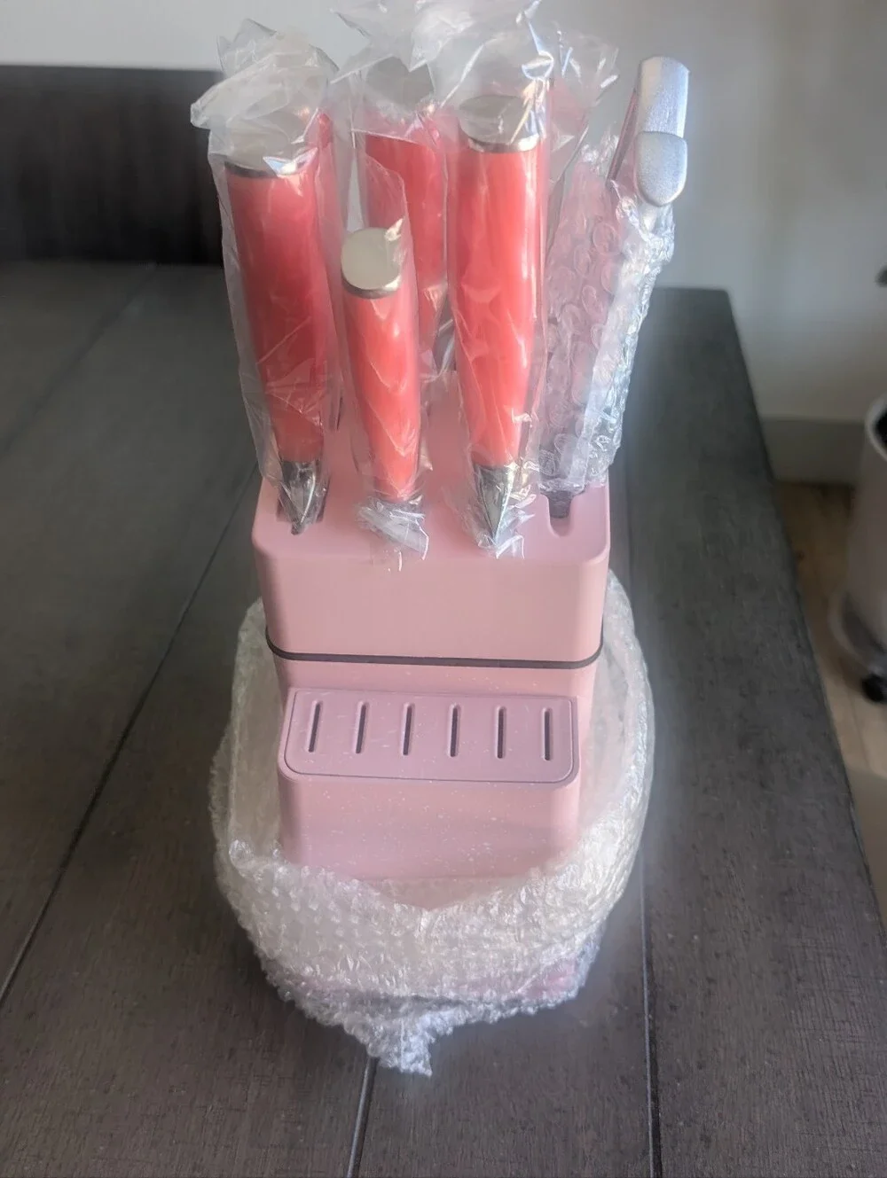 Pink Knife Block Set with Pink Handles